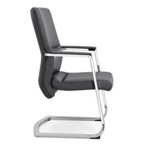 Sillas de oficina ergonómicas modernas personalizadas de cuero genuino negro para conferencias de invitados para reuniones de visitantes - Product Image 5
