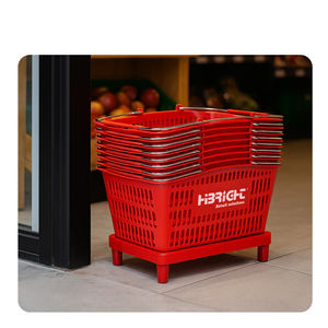 High Capacity Comfortable Handle Customized Logo <b>Stackable</b> Design Plastic Metal Shopping <b>Basket</b> - Product Image 6