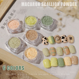 ผงกำมะหยี่สีมาการอง 6 สี ผงวิ้งประกายสำหรับตกแต่งเล็บ ผงกำมะหยี่เนื้อนุ่มหรูหรา ให้เอฟเฟกต์น้ำตาล สำหรับตกแต่งเล็บ - Product Image 2