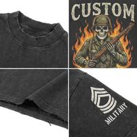 Camiseta de algodón vintage de 230 g/m² con estampado gráfico DTG personalizado, estilo streetwear para hombre, con estampado de calavera.