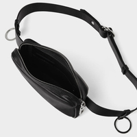 Sac banane en cuir PU noir pour hommes, sac banane à fermeture éclair pour ceinture