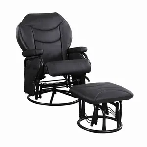 2024 Faux Leather <strong>Recliner</strong> <strong>Chair</strong> with <strong>Footstool</strong> Powder Coating Base with Cover <strong>and</strong> Matching Ottoman - Product Image 1