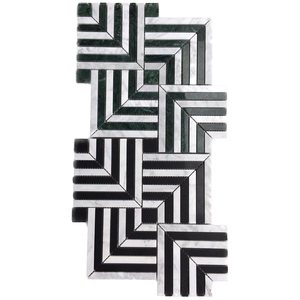Décoration murale de cuisine de restaurant haut de gamme, mosaïque 3D en <span class=keywords><strong>marbre</strong></span> naturel <span class=keywords><strong>noir</strong></span> et blanc, carreaux de mosaïque en forme de <span class=keywords><strong>cube</strong></span> - Product Image 1