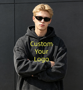 Sudaderas de Algodón de 380 Gramos con Lavado Ácido, Estilo Vintage, para Hombre, Talla Grande, con Estampado en Relieve - Product Image 1