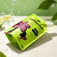 Pochette à bec verseur personnalisée de qualité alimentaire, sachet d'emballage liquide autoportant pour boisson probiotique de 250 ml avec bouchon à vis