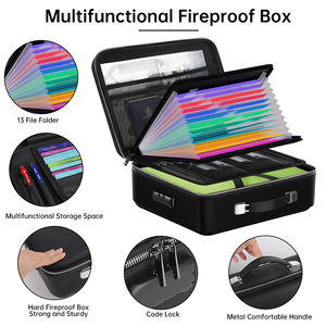 YHX Hard-Shell Fireproof <b>Document</b> <b>Bag</b> Water Resistant Safe Box File Organizer for Important <b>Documents</b> Lock Design - Product Image 3
