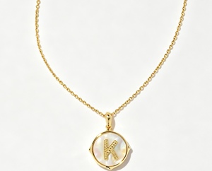 Pendentif <span class=keywords><strong>Mylove</strong></span> pour femme, design unique et tendance, en laiton plaqué or 18 carats, avec cristal naturel en forme de lettre, étanche, de luxe, pour soirée - Product Image 3