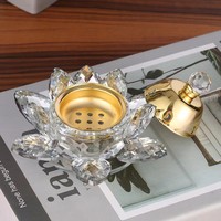 Support à bougie et brûleur d'encens 2-en-1 en verre de luxe, design moyen-oriental à facettes haute clarté, fait main, élégant, pour la décoration intérieure