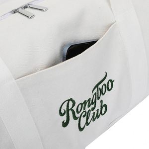 Sac de sport en toile blanche avec logo brodé personnalisé, grande capacité, sac de voyage avec bandoulière pour le sport et la remise en forme - Product Image 2