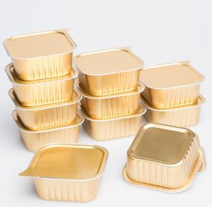 Contenedor Desechable Cuadrado para Postres de 300 ml, Mini Vasos de Papel de Aluminio para Alimentos, Molde para Hornear Muffins, Molde para Tarta, Mousse, Gelatina y Pudin - Product Image 1