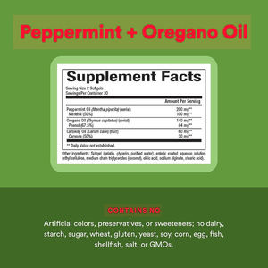 Huile d'origan et huile de menthe poivrée de haute qualité en gélules – Soulage les douleurs, combat les bactéries inflammatoires, soulage les maux de tête et les nausées - Product Image 4