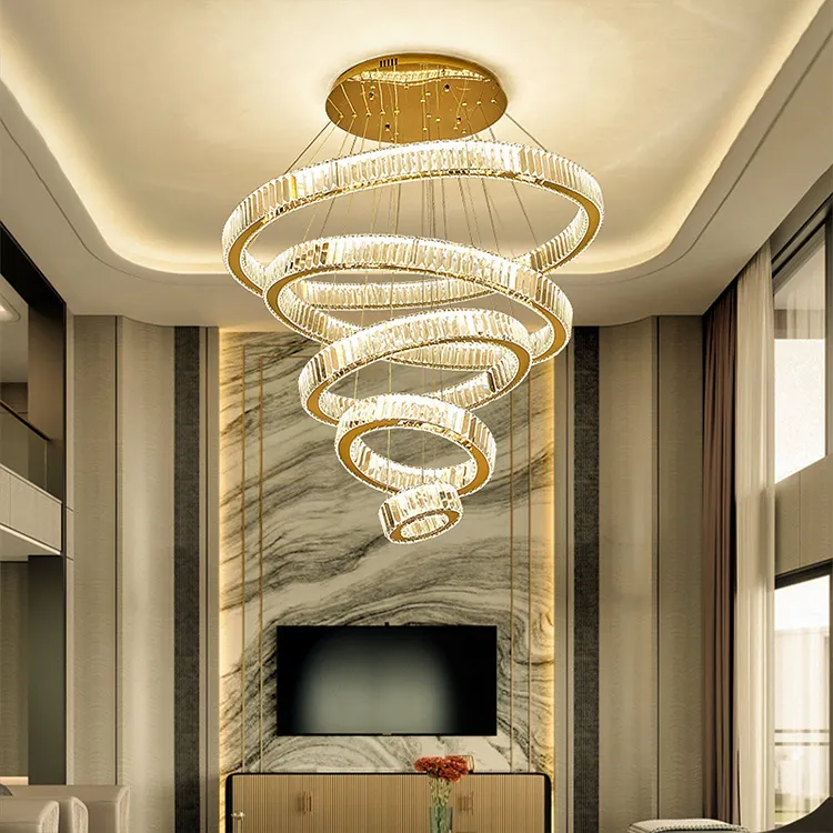 Luxury Gold Rings Ceiling Circle Hanging Nordic Creative Ceiling Lights for Home Decoration