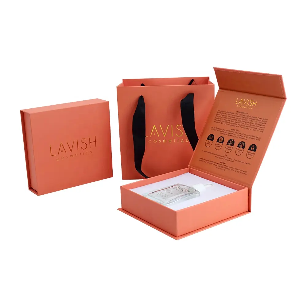 Herbruikbare Luxe Oranje Opvouwbare Magnetische Geschenkdoos Cosmetica Kleding Schoenen Parfum Olie Lippenstift Sieraden Coaster Box Met Deksel Lade