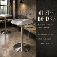 Table ronde en acier inoxydable pour hôtel, café, restaurant, bar en plein air
