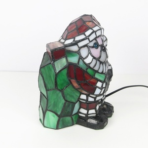 LongHuiJing Tiffany Style Christmas Stained Glass Bobble Head Santa <b>Lighted</b> Table Lamp - Product Image 3