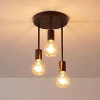 Lampe suspendue industrielle vintage à 3 têtes, luminaire de plafond noir avec ampoules apparentes pour restaurant, café, bar, loft
