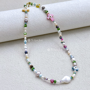 Collier ras <span class=keywords><strong>du</strong></span> cou en perles d'eau douce naturelles, perles colorées Dopamine, réglable, en acier inoxydable, hypoallergénique, inaltérable, tendance, cadeau - Product Image 5