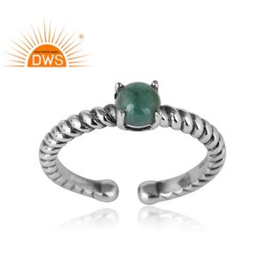 Pretty Natural Emerald Gemstone Ring Handmade <b>Oxidized</b> 925 Sterling Silver Designer Ring Jewelry Manufacturer - Product Image 2