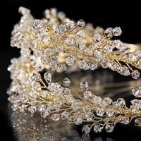 Nouvelle conception de couronne de cristal à double rangée, diadèmes de mariage de haute qualité, faits à la main, pour les fêtes, les fiançailles, les anniversaires