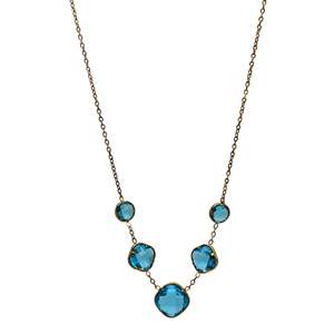 Chaîne de pull en acier inoxydable 316L plaqué or PVD avec pendentif cristal bleu – Collier tendance, cadeau, bijoux de mode - Product Image 1
