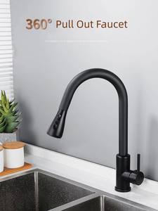 صنبور حديث قابل للسحب والرش <span class=keywords><strong>304</strong></span>، حنفية لحوض المطبخ من الفولاذ المقاوم للصدأ، حنفية مطبخ بسحب الماء الساخن والبارد بسعر الجملة من المصنع - Product Image 5