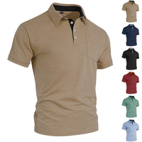 Polo à manches courtes pour hommes en gros avec poche poitrine, en mélange de coton respirant, uniforme de travail, polos de golf, logo personnalisé OEM