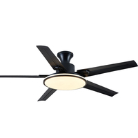 Ventilateur de plafond LED moderne de haute qualité à 5 pales en fer, moteur CC, 52 pouces, télécommande, 6 vitesses