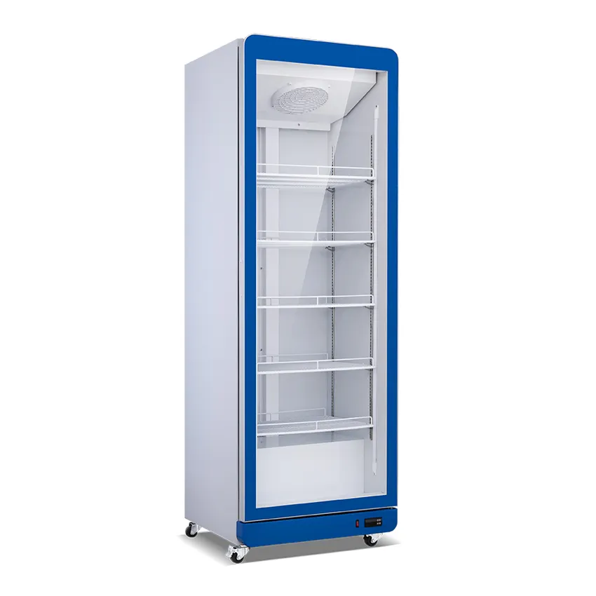 Cam kapi ticari içecek dondurucu soğutma ekipmanları ile tek kapı içecek buzdolabı