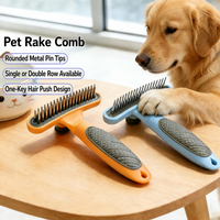 Sisir Rambut Hewan Peliharaan untuk Anjing dan Kucing, Sikat Penghilang Bulu Rontok dengan Satu Klik, Pin Logam