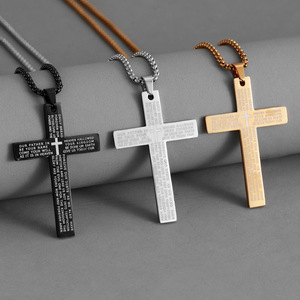 Collar con Colgante <span class=keywords><strong>de</strong></span> Cruz con Versículo Bíblico Grabado <span class=keywords><strong>para</strong></span> <span class=keywords><strong>Hombre</strong></span>, Collar <span class=keywords><strong>de</strong></span> Acero Inoxidable con la Oración del Señor <span class=keywords><strong>para</strong></span> <span class=keywords><strong>Hombre</strong></span> - Product Image 1