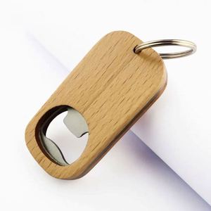 Porte-clés écologiques personnalisés avec décapsuleur, vente en gros d'usine, décapsuleur en bois vierge, porte-clés gravé au laser avec logo - Product Image 2