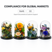 Lovebay Nouveau Design Papillon avec Rose Éternelle sous Cloche en Verre Fleurs Stabilisées Fleurs Conservées dans un Couvercle en Verre