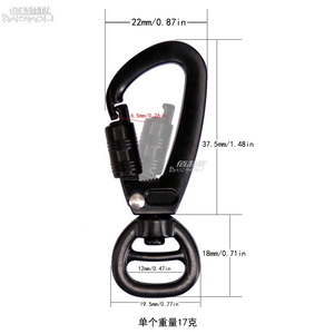 Mosquetón de Aleación de Zinc Negro Baichao S12, Gancho de Seguridad para Perros, Llavero para Camping, Senderismo, Escalada, Venta al por Mayor de Fábrica, Giratorio para Correa - Product Image 2