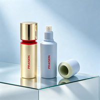 Flacon de soin de la peau en plastique rond personnalisé, 30 ml, 50 ml, flacon pompe à lotion vide, emballage doré