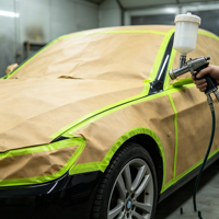 Papier de masquage Kraft avec ruban adhésif pour la retouche automobile, la peinture domestique, la protection contre la poussière, rouleau de protection