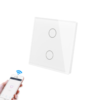 Interrupteur mural intelligent WiFi tactile 2 voies, compatible avec l'application Tuya Smart Life, en blanc ou noir, Max. Courant 10A compatible UE/Royaume-Uni