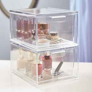 Organisateur de maquillage en acrylique avec poignée, logo couleur personnalisé, épaisseur 3-5 mm, tiroir cosmétique en plexiglas, présentoir coulissant, forme personnalisée - Product Image 1