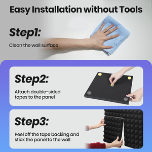 Panel de espuma acústica de <span class=keywords><strong>esponja</strong></span> de poliéster adhesivo ignífugo personalizado profesional Panel de aislamiento acústico - Product Image 2