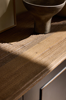 Meuble de salon en bois d'orme massif vintage minimaliste nordique, finition noire mate