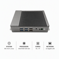 PC industriel sans ventilateur basse consommation Intel N100 12e génération DDR4 SODIMM double LAN HDMI DP Type-C Win11 Linux pour l'automatisation des points de vente