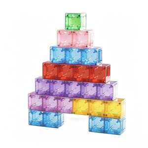 Blocs de construction en plastique pour enfants de 0 à 3 mois, apprentissage précoce éducatif, cube de couleur unie, assemblage amusant - Product Image 6