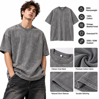 T-shirt Homme Vintage Oversize Streetwear Manches Courtes en Coton Lourd 260GSM Délavé Effet Neige Personnalisé OEM ODM Vente en Gros