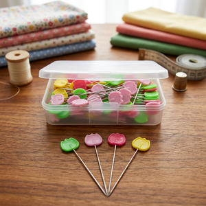 AA0212 Bear Head pins Flowers style | Head Pins Peach Heart | For Dressmaker, Craft, Sewing Project and DIY Decoration - Product Image 2