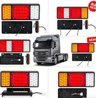 Feu arrière de camion 59 LED 320 mm 12V 24V avec éclairage de plaque d'immatriculation et base en fer pour camions ISUZU NHR NKR NPR