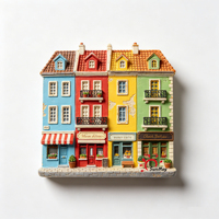 Aimant de réfrigérateur 3D en résine, architecture créative et surreale, bâtiment emblématique de Sopot, aimant souvenir touristique peint à la main pour boutique de cadeaux