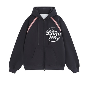 Premium Winter <b>Thick</b> Zipper Hoodies Custom Black Cotton Polyester <b>Fleece</b> Men's <b>Jackets</b> Bulk Wholesale Sustainable Breathable - Product Image 1