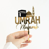 10x10cm Islamische Moschee Kaaba Umrah Mubarak Tortendekoration für Muslimische Kuchenverzierungen