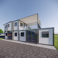 Casa Contenedor Expandible de Lujo de 20/40 pies, Prefabricada Modular, de 3 a 8 Dormitorios, Sala de Estar Completa, de Dos Pisos con Terraza