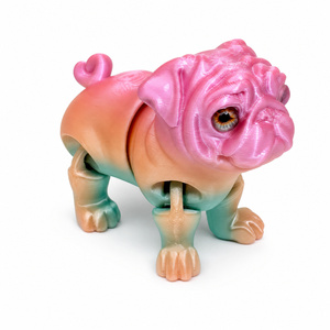 Figura Articulada de Perro Pug Impresa en 3D con Ojos de Cristal, Juntas Móviles, Juguete Antiestrés, Decoración de Escritorio, Regalo para Amantes de Mascotas - Product Image 1