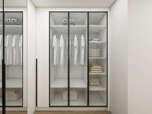 Armoire-penderie sur mesure avec îlot central, grand espace de rangement, légère, meubles de chambre à coucher portables, bois mélaminé, porte en verre - Product Image 3